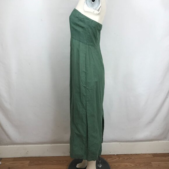 ZARA- WOMEN'S MEDIUM - GREEN STRAPLESS SLIT IN BACK SUMMER MIDI DRESS - Picture 6 of 7